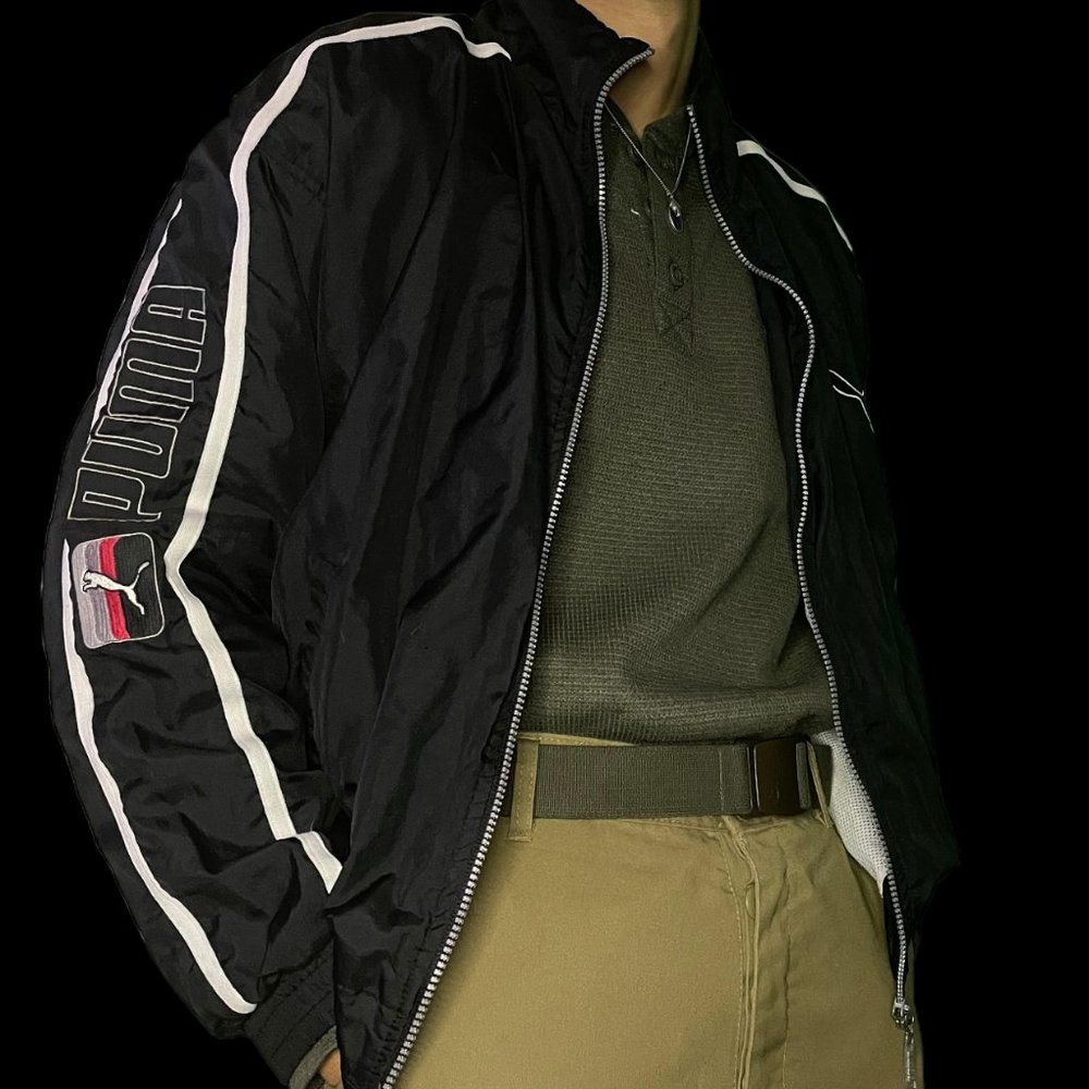 vintage puma light jacket with embroidered sleeve